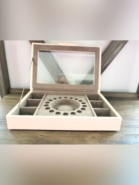 WOLF brand ivory Jewelry Organizer Box with Brown Velvet Interior